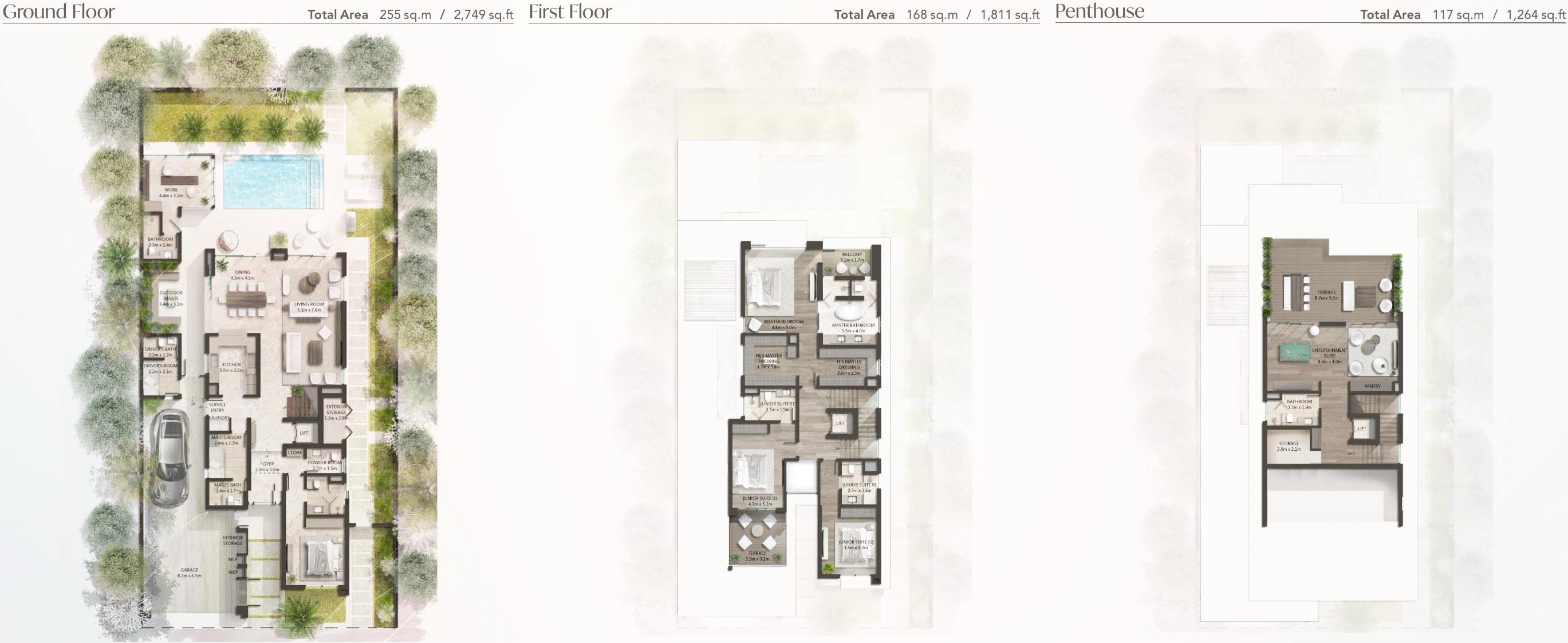 Floor Plans of Tilal Al Ghaf Alaya Gardens Villas