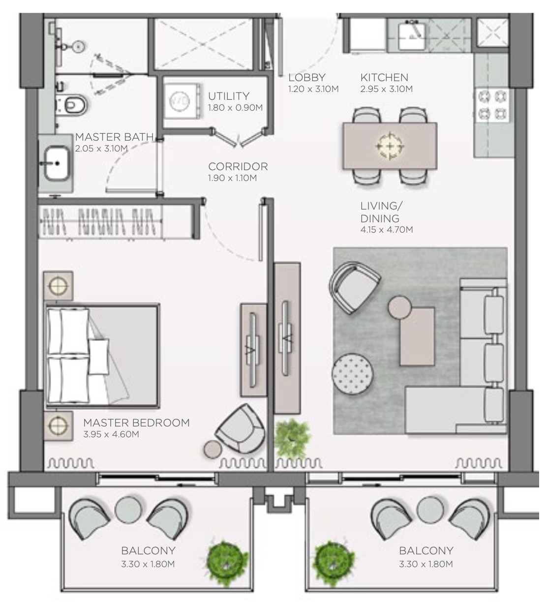 Floor Plans of Meraas Central Park Thyme Apartments